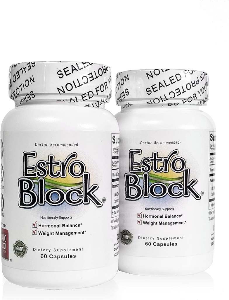Estroblock - 2- Pack 120 Kapsler i alt - DIM & Indol 3- Carbinol for Natural Hormonal Hormone Balance, Acne - Anti Toxic Estrogen Aromatase Inhibitor Blocker. Vegan, Soy- Free, Dairy- Free, Non-GMO (2)