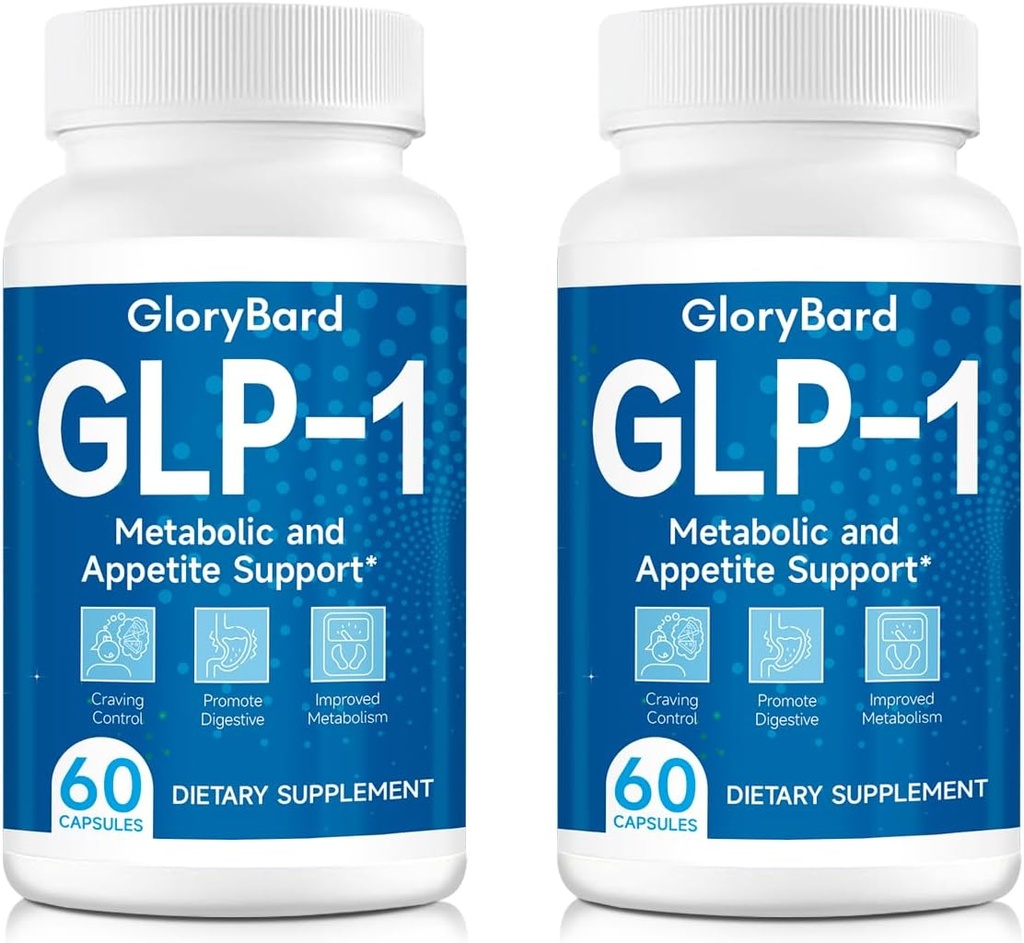 GLP-1 Support, GLP-1 supplement, Support GLP-1 niveau naturligt, Natural GLP-1 supplement til mænd og kvinder, Tag før måltid - 60 Kapsler (2 pakker)