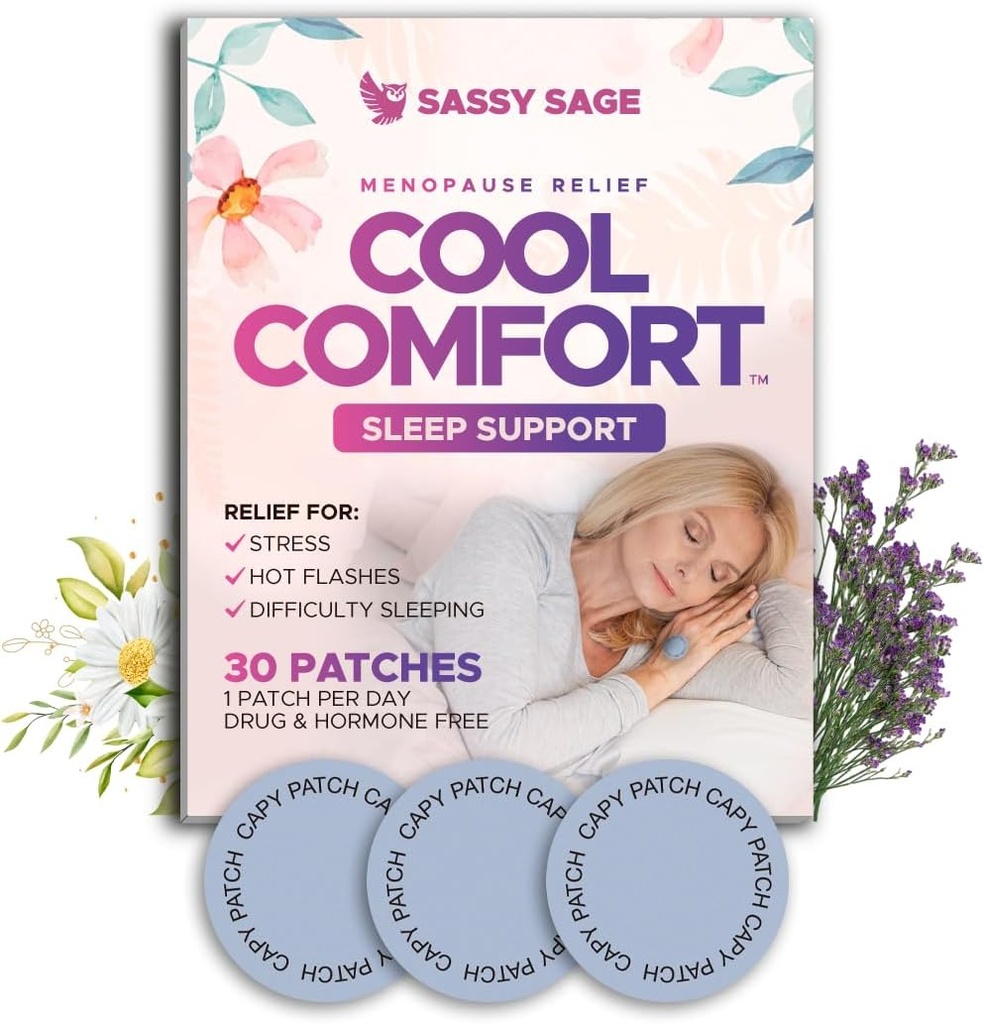 Cooling Comfort Sleep Patches for Women - Menopause Relief for Better Sleeping Aid - Sleep Supplement for afslapning & Ekstra Styrke - Support Hot Flashes, Quality Sleep & Reducere Træthed - 30 Patches
