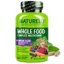 NATURELO hel mad Multivitamin + immunblend med hyldebær & svampe - Komplet Multivitamin med ekstra immunstøtte - C, D3, zink, hyldebær, Reishi, shitake - 60 Veganske kapsler