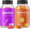 NutraChamps Biotin Gummies og (2-Pack) C-vitamin Gummies Bundle