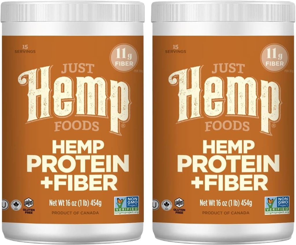 Bare Hamp fødevarer Hamp Protein Powder Plus Fiber, Non- GMO Verificeret med 11g protein & 11g af Fiber per servering, 16 oz - Packaging May Vary (pakke med 2)