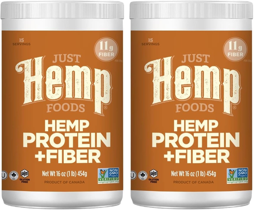 Bare Hamp fødevarer Hamp Protein Powder Plus Fiber, Non- GMO Verificeret med 11g protein & 11g af Fiber per servering, 16 oz - Packaging May Vary (pakke med 2)