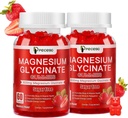 Magnesium Glycinat Gummies 600mg, Sukker fri Magnesium Gummies for voksne, Strawberry Magnesium Supplement for Stress & Muscle Relief & Nerve Sundhed, Non- GMO, Gluten Free, Vegan, 120 Greve