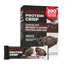 MUSASHI Protein Crisp Bar, 20g Protein, 4g Total Sugars, Chokolade Brownie, Post Workout og Snack On The Go, 12 Pack af 2.1oz (60g) Barer