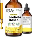 Wild & Organic Rhodiola Rosea Tinktur - Rhodiola Rosea Support for Mood Support - Afslappende Root Extract Liquid Drops - Vegan, Sukker & Alkohol- Free - 4 fl oz