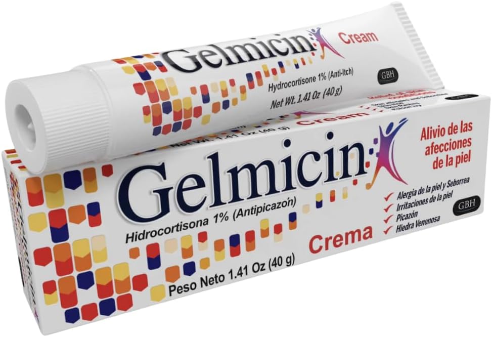 Gelmicin Hydrocortison 1% - Anti- Itch Cream, Hududslæt, hudallergi, Eksem, Psoriasis - 1, 41 oz Størrelse (1)