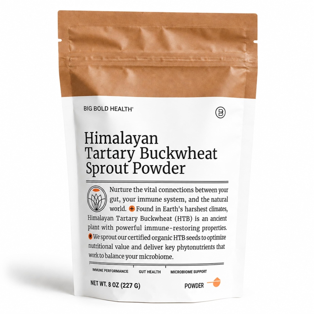 BIG BOLD SUNDHED Himalayan Tartary Boghvede spirer pulver - immunstøtte Superfood med 200x flere polyphenoler, Prebiotic Fiber, Non- GMO, Gluten- Free, Grain- Free, Vegetar, 30 Servere