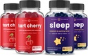 NutraChamps Tart Cherry (2 Pack) & Sleep Gummies (2 Pack) Bundlle til Sleep & Muscle Support