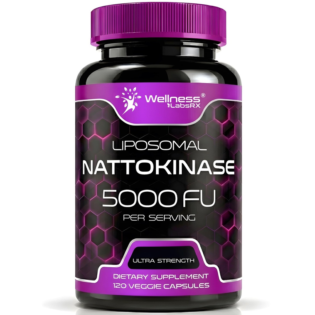 Nattokinase Supplement kapsler 5000 FU, Third-Party Testet Nattokinase - enzymer fra japansk Natto - daglig wellness support - 120 Greve (pakke med 1)