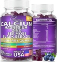 Calcium Magnesium Zink supplement Gummies Sukker Gratis for kvinder og mænd Calcium Gummies supplement Bone & immunforsvar Lavet i USA 60 Counts Blueberry Flavor