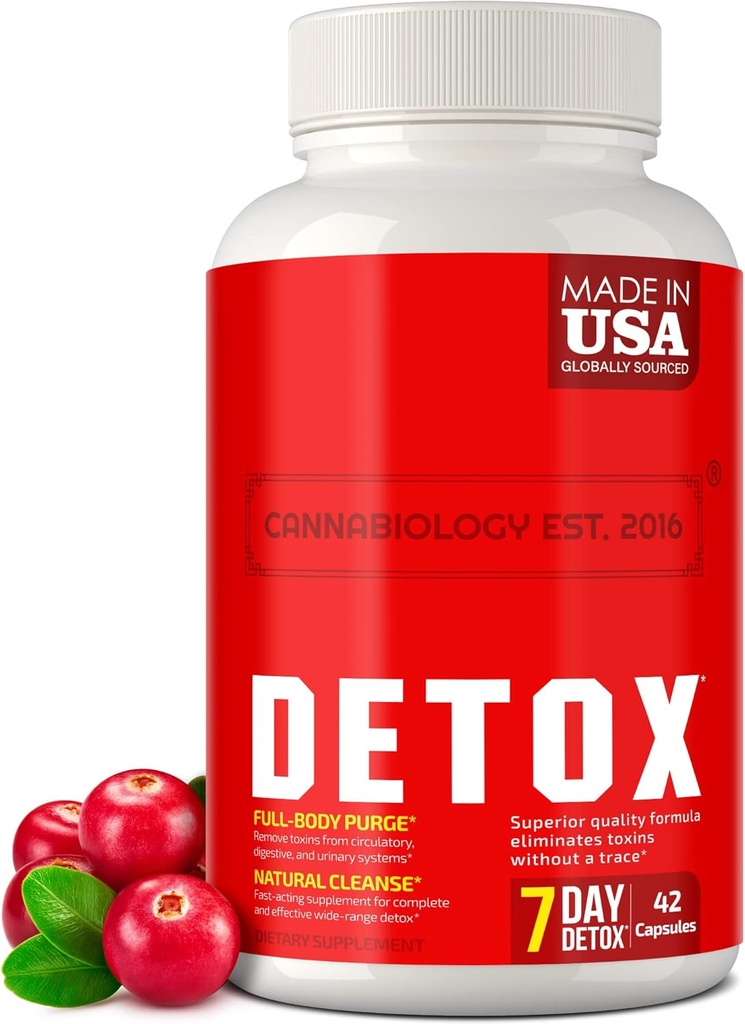 CANNABIOLOGY EST. 2016 Complete Body Cleanse - Natural Detox Body Cleanse Support for Lever, Urinary Tract, fordøjelsessystemet - Made in USA - Body Detox and Cleanse for Women & Men - 42 Vegan Caps