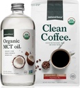 Natural Force Organic Ground Clean Coffee + Organic MCT Oil Bundle - 100% Pure Coconut MCT & Mold & Mycotoksin Free Coffee - Non-GMO, Keto, Paleo og Vegan - 10 Oz Bag og 16 Oz Glass Bottle