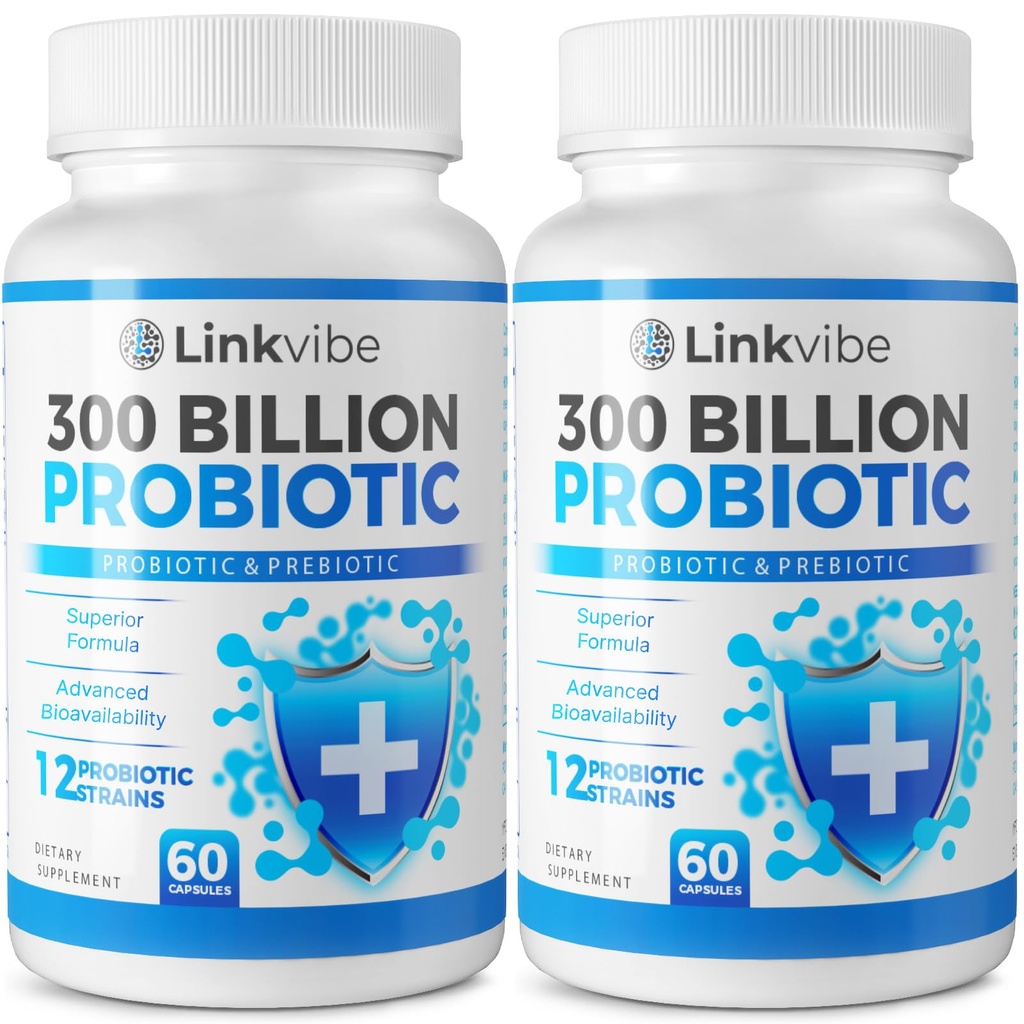Probiotisk 300 Millioner CFU - 12 Strops med økologiske Prebiotika til fordøjelse & Gut, Immun, Bloating Health - Probiotika til kvinder og mænd - Daily Dairy Free, Hylde Stable - 120 Tællere