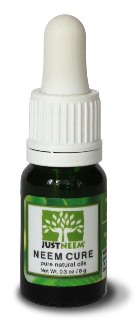 JustNeem Neem Cure Oil - Natural - Best on Acne, Psoriasis, Eksem, Rosacea, Cold Sores, Toe Nails, Bug og Spider Bites og andre hudirritationer. med Dropper Cap Applicator. - 0,3 oz
