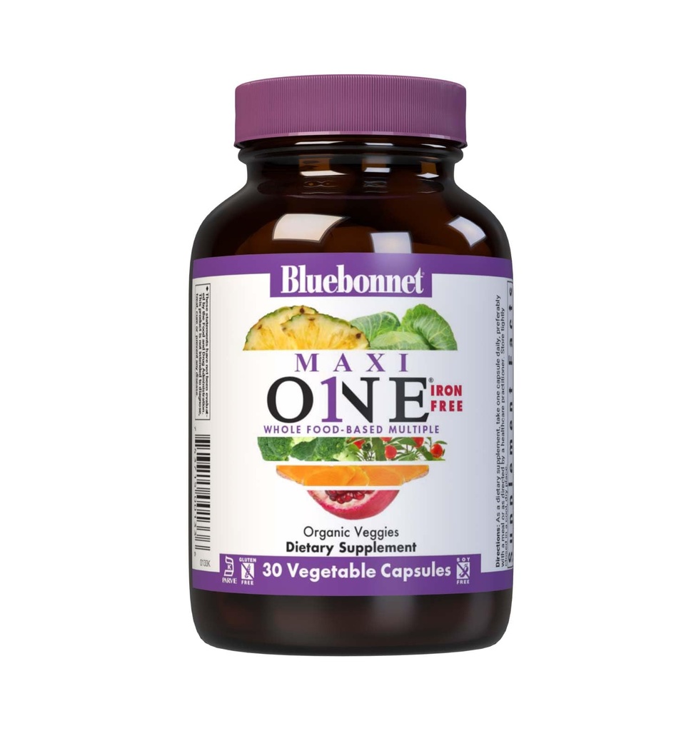 Bluebonnet Nutrition Maxi One Whole Food Multiple, Enzymes, Energy, Vitality, Gluten, Kosher, Soy & Dairy- Free, Vegetarisk Friendly, Non- GMO, 30 Greve