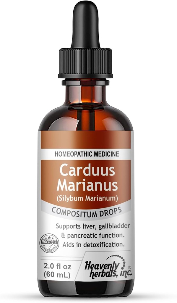 Heavenly Herbals, Inc. Carduus Marianus Compositum Homøopatiske Drops, Understøtter lever, Gallblære & Pancreatic Funktion. Støtte til afgiftning. 2.0 fl oz (Alkoholfri)