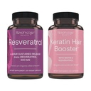 Reserveage Skønhed, Resveratrol 500 mg, Antioxidant supplement til hjerte og cellulær sundhed 30 Caps & Keratin hår booster med Biotin & Resveratrol, hår og negle vækst Supplement 120 Caps