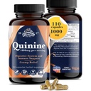 Quinin for ben kramper 1000 mg - 110 kapsler - Cinchona Bark ekstrakt supplement - Quinine kapsler - Vegan, Non - GMO