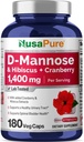 NusaPure D-Mannose Complex 1400 mg (with Hibiscus and Cranberry) - 180 Veggie Caps.