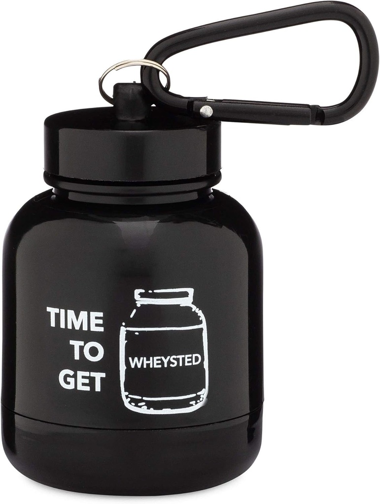 ONMYWHEY - Protein Powder & Supplement tragt Keychain, Portable To- Go Container til The Gym, Træning, Fitness, & Rejser - TSA Godkendt, tid til at få Wheysted