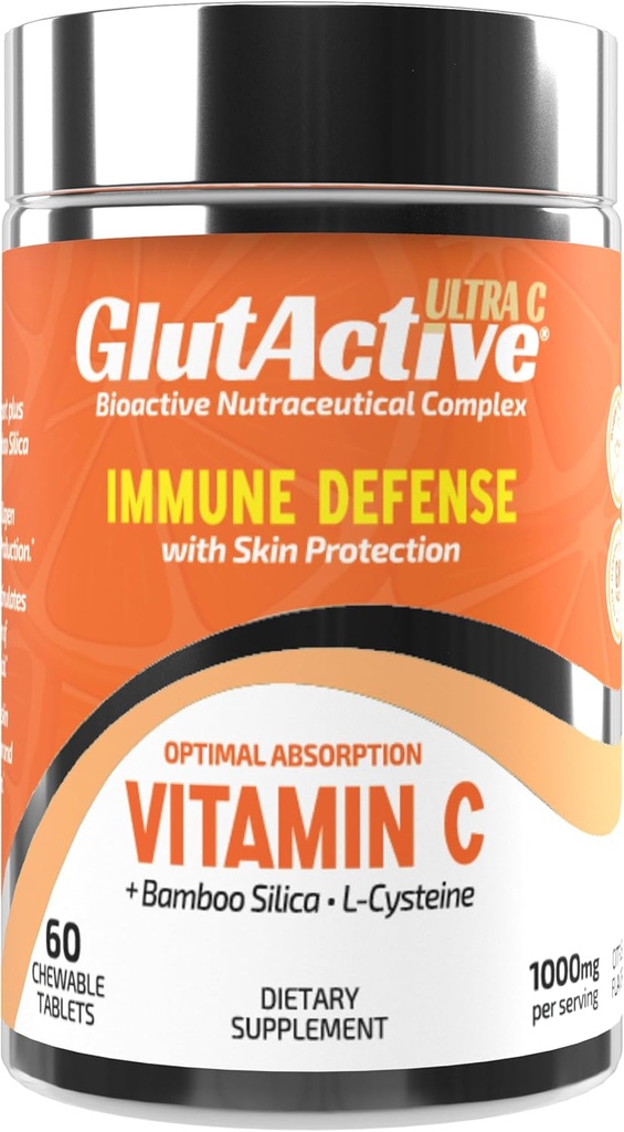 Ultra C-vitamin 1. 000mg 1. 000mg 1. 4; immunforsvar & Collagen Builder 1. 4; Høj Absorption Ascorbic Acid med Cysteine & Bamboo Silica 1. 4; Kraftig antioxidant 1. 4; 60 tyggetabletter (pakning med 1) (60)
