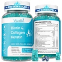 2 Pack Biotin Gummies med Collagen & Keratin til hår hud Nails- Kvinder Mænd, Børn - 120 Blåbær Tyggegummi