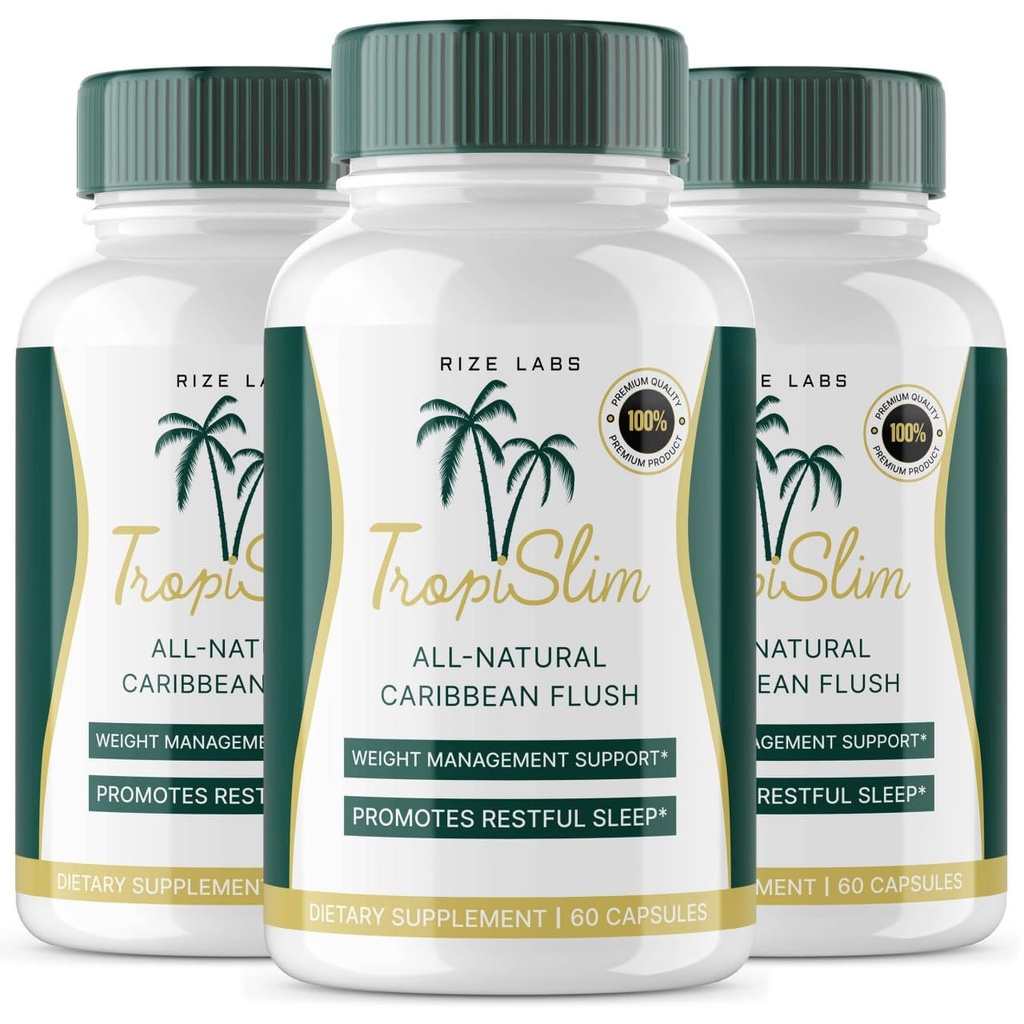 (Officiel 3 Pack) Tropislim, Tropislim All Natural Caribbean Flush, vægttab supplement, Tropislim Slimming Kapsler for kvinder, sund livsstil + Leaner Physique, Tropical Anmeldelser (180 Kapsler)