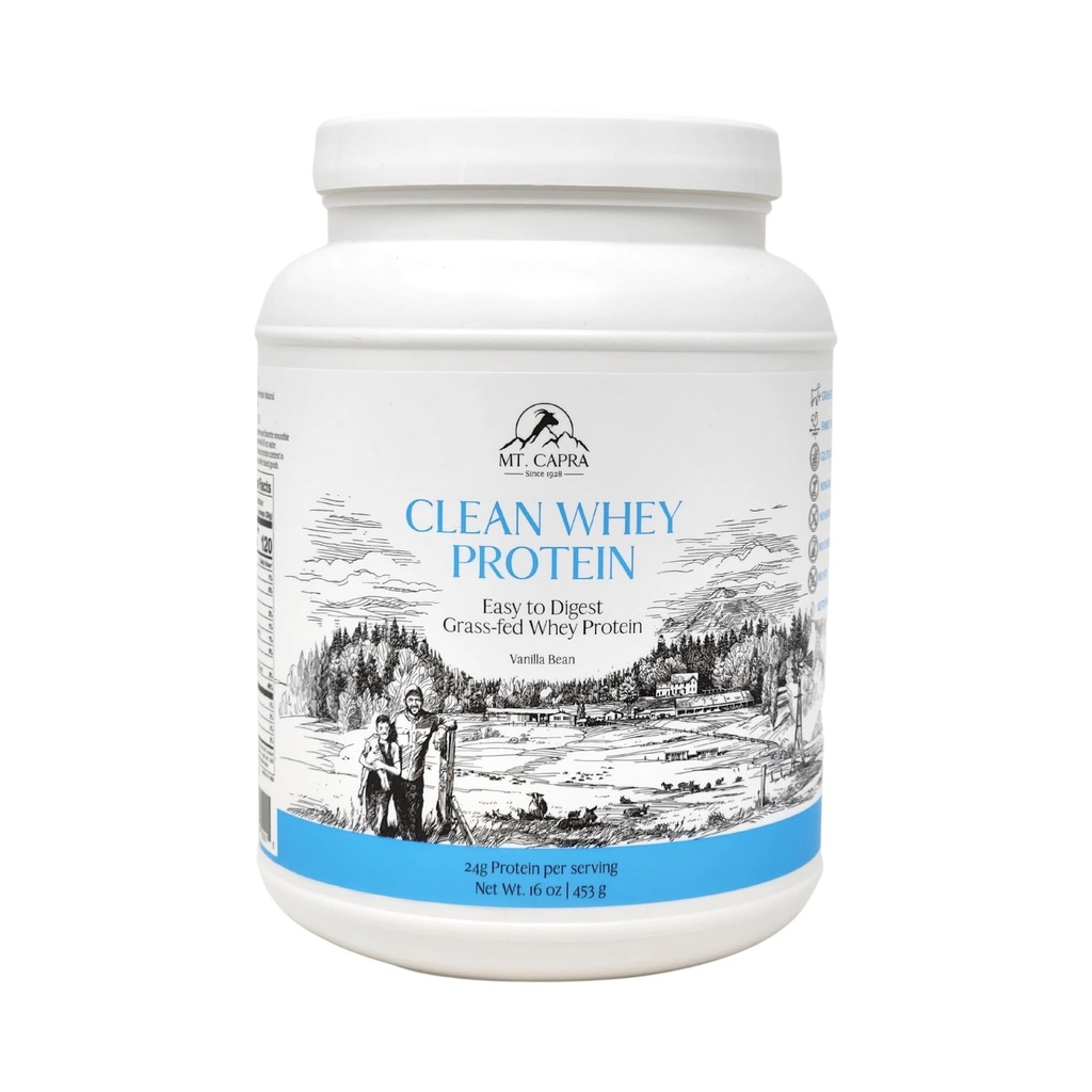 Mt. Capra Clean Whey Protein Budd124; Grass- Fed Ikke denatureret Gedepulver Budd124; 24 g Protein Per Servering, All Natural, Non- GMO, High in Branch Chain Amino Acids