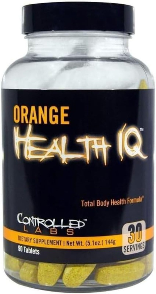 CONTROLLED LABS Orange Health IQ Dagligt tillæg til mænd og kvinder, 90 tabletter, forbedret Stamina, energi, Cardio funktion i din træning og sport
