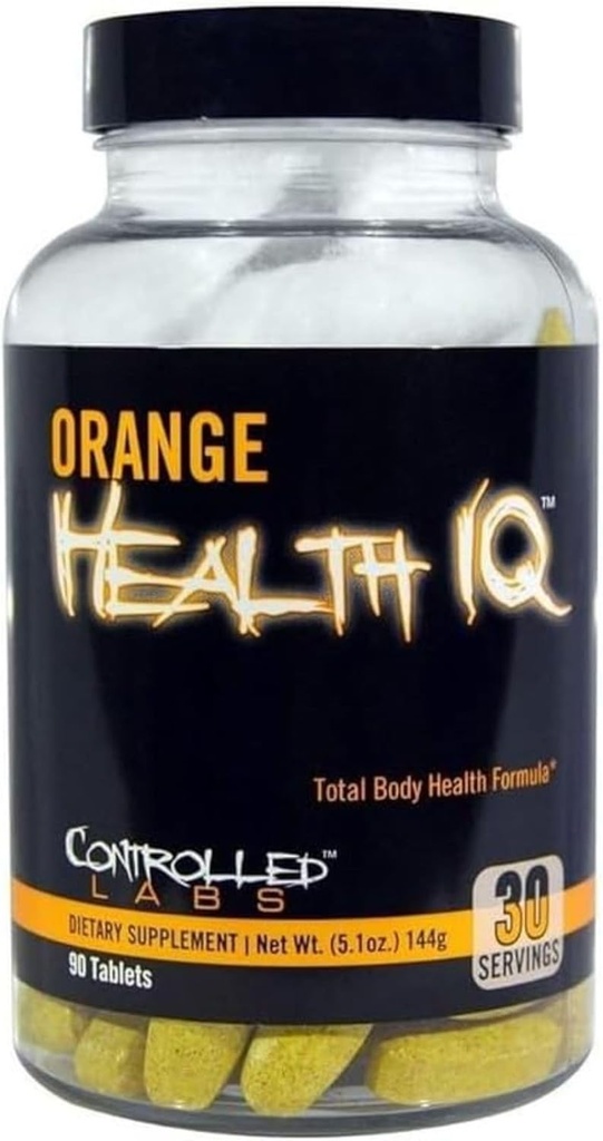 CONTROLLED LABS Orange Health IQ Dagligt tillæg til mænd og kvinder, 90 tabletter, forbedret Stamina, energi, Cardio funktion i din træning og sport