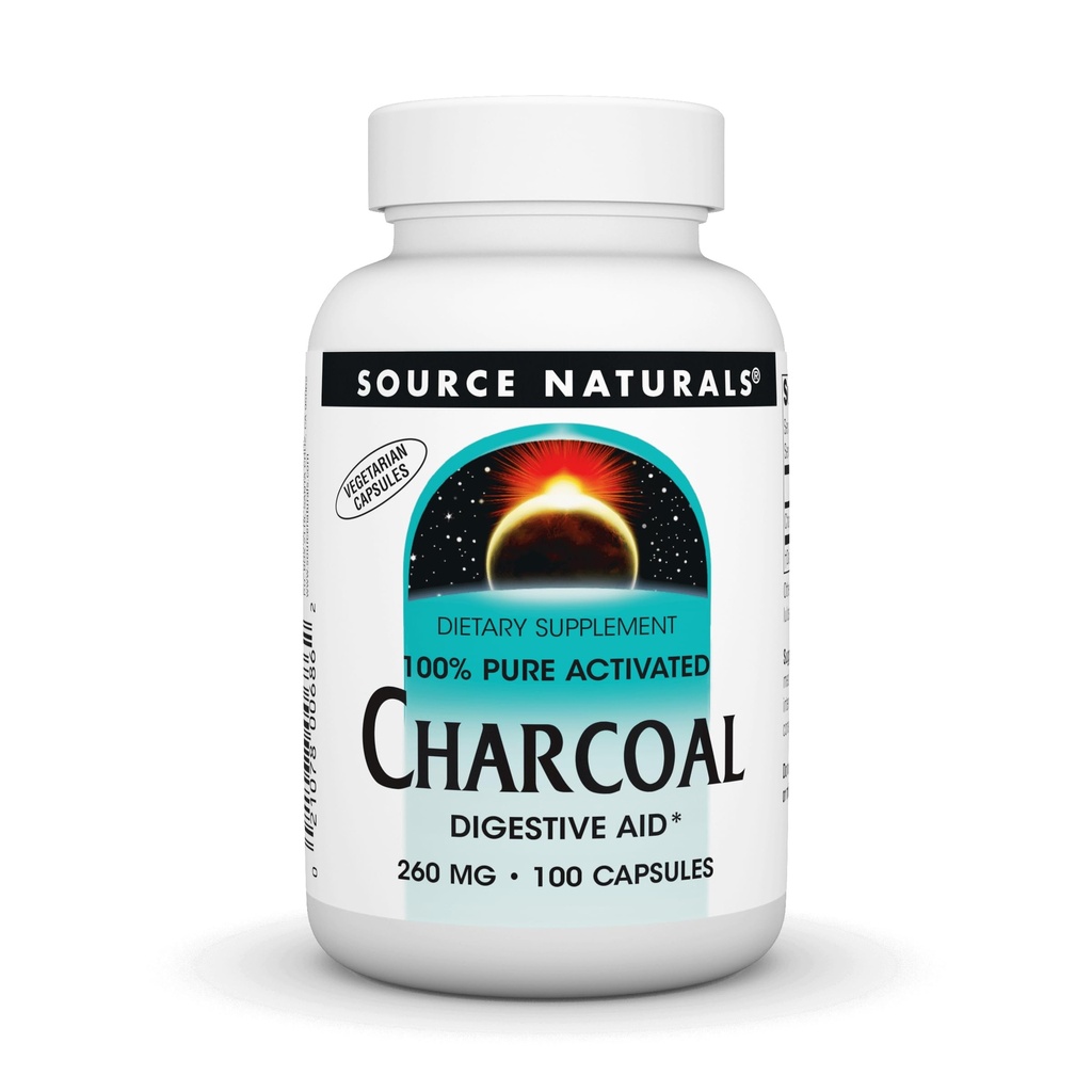 Kilde Naturals Charcoal - 100% Pure Aktiveret, fordøjelsesstøtte - 100 kapsler