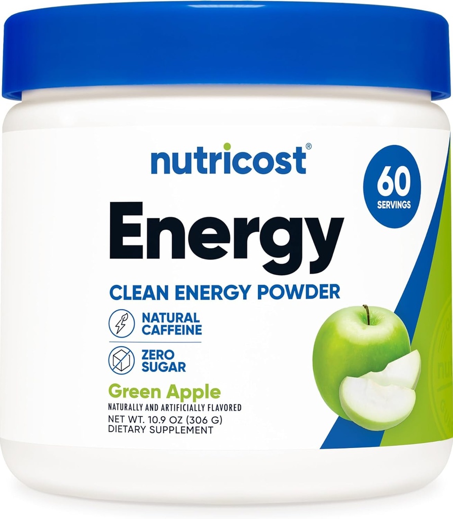 Nutricost Energy Complex (Green Apple) (60 Servere) - Clean Energy Powder, 300g Kosttilskud