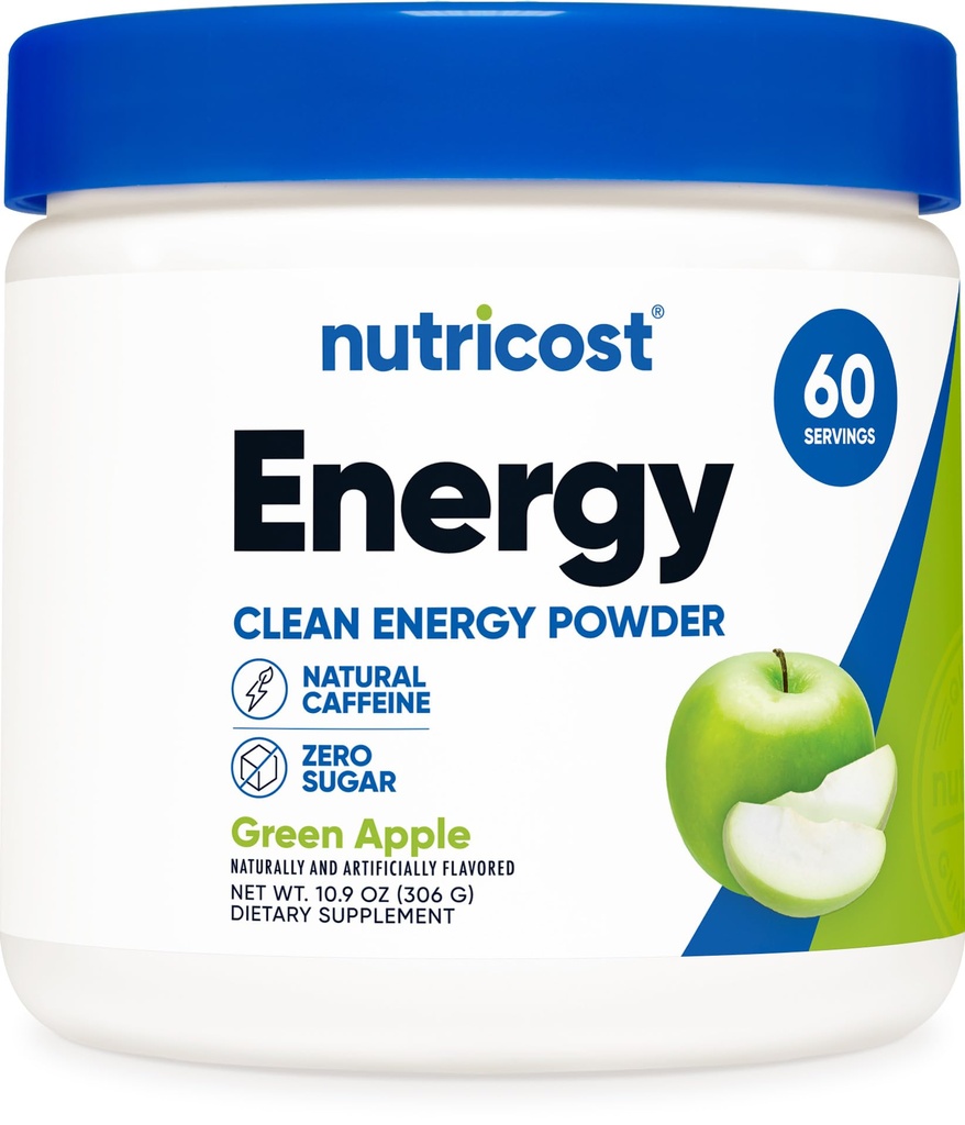 Nutricost Energy Complex (Green Apple) (60 Servere) - Clean Energy Powder, 300g Kosttilskud