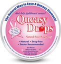 Tre Lollies Queasy Drops - Sour Raspberry Flavor - Rejse Sygdom & Kvalme Relief, Lindrer Mave & Tør mund, Naturlige Ingredienser - 21 ct