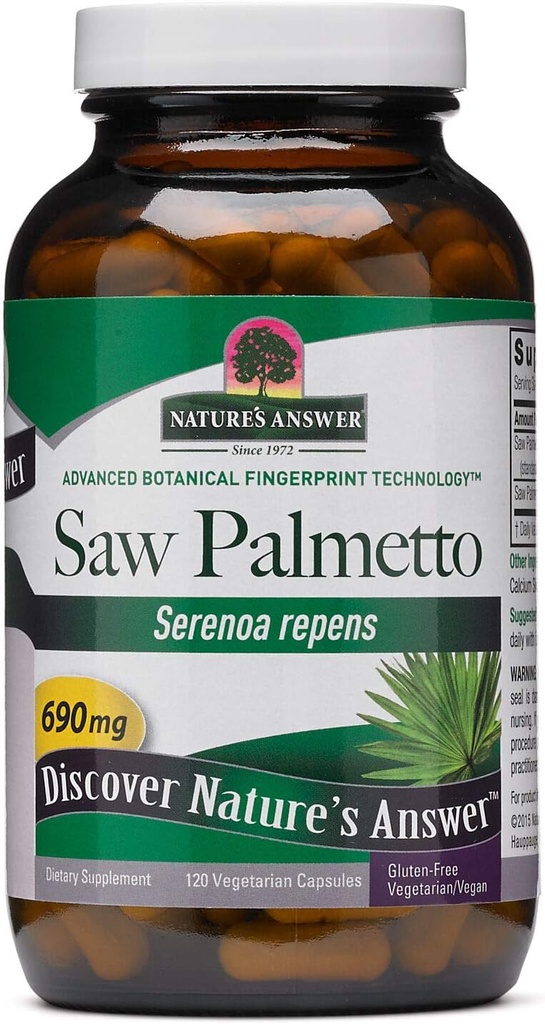 Naturens svar Saw Palmetto Prostata 690mg 120- Kapsler Supplement 124; Prostata støtte â 124; Natural Urinary Tract støtte â 124; fremmer hårvækst â 124; Enkelt tal