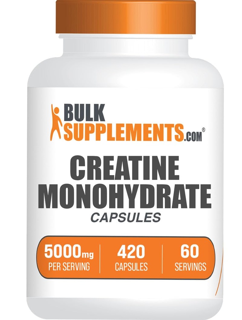 Bulkaddiments.com Creatine Monohydrat Kapsler - Mikronized Creatinine Pills - Gluten Free, 7 Kapsler per Serving (5000mg), 420 Count (pakke med 1)