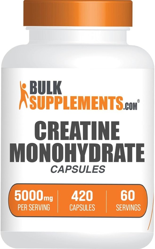 Bulkaddiments.com Creatine Monohydrat Kapsler - Mikronized Creatinine Pills - Gluten Free, 7 Kapsler per Serving (5000mg), 420 Count (pakke med 1)
