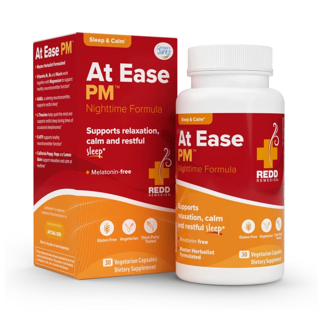 Redd Remedies, ved Ease PM, Natural Sleep Aid, Understøtter afslapning, 30 Vegetariske Kapsler