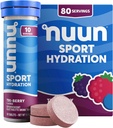 Nuun Sport Electrolyte Tablets with Magnesium, Calcium, Kalium, Chloride & Natrium, Gluten Free & Vegan, Tri- Berry, 8 Pack (80 Servere i alt)