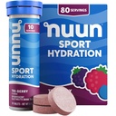 Nuun Sport Electrolyte Tablets with Magnesium, Calcium, Kalium, Chloride & Natrium, Gluten Free & Vegan, Tri- Berry, 8 Pack (80 Servere i alt)