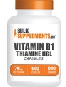 Bulkadditions.com Thiazin HCl Kapsler - Thiamin Hydrochlorid, vitamin B1 Kosttilskud - Gluten Free, 1 Kapsel per Serving, 500 Count (pakke med 1)