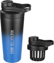 DIW 24 oz Shaker Flaske, Rustfrit stål Mix Flaske med Noise-Free Design, Isoleret Metal Shaker Cup til Protein Mixes og Pre Workout, Gym Cup Shaker (sort og blå)