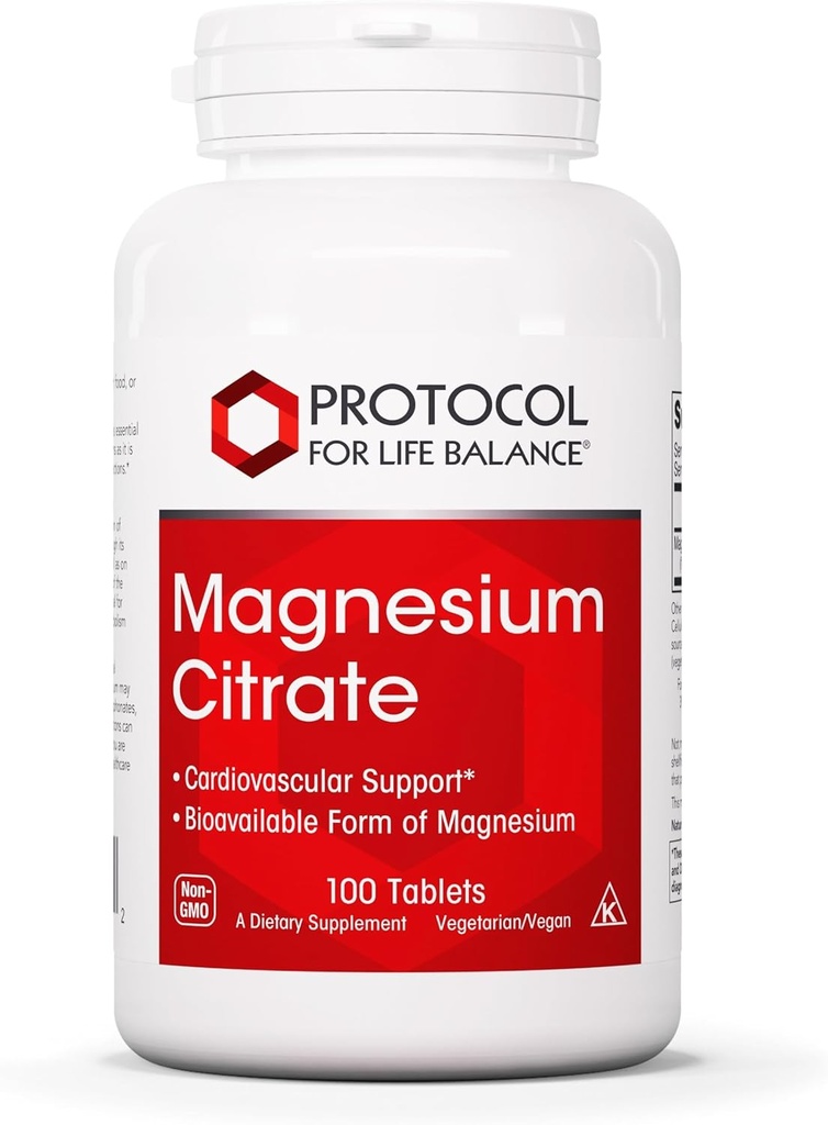 PROTOKOL FOR LIFE BALANCE Magnesium Citrate 400mg - Support Heart Health & Bone Formation - Biotilgængelig Kosttilskud - Vegan, Kosher & Halal - 100 Tabs