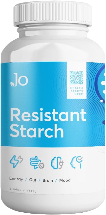 Jo 's resistent Stivelse Powder - Premium Maize- Derived Superfood, Banana-Free, Lectin- Free - Fiber supplement til støtte energi, Gut Sundhed, Mood, og Butyrate produktion (3LB Supply)
