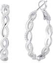 Senteria 925 Sterling Sølv Øreringe til kvinder Letvægts Twisted Hoop Øreringe med Cubic Zirconia Hypoallergene Øreringe (20 / 30 / 40 / 50 / 60MM)