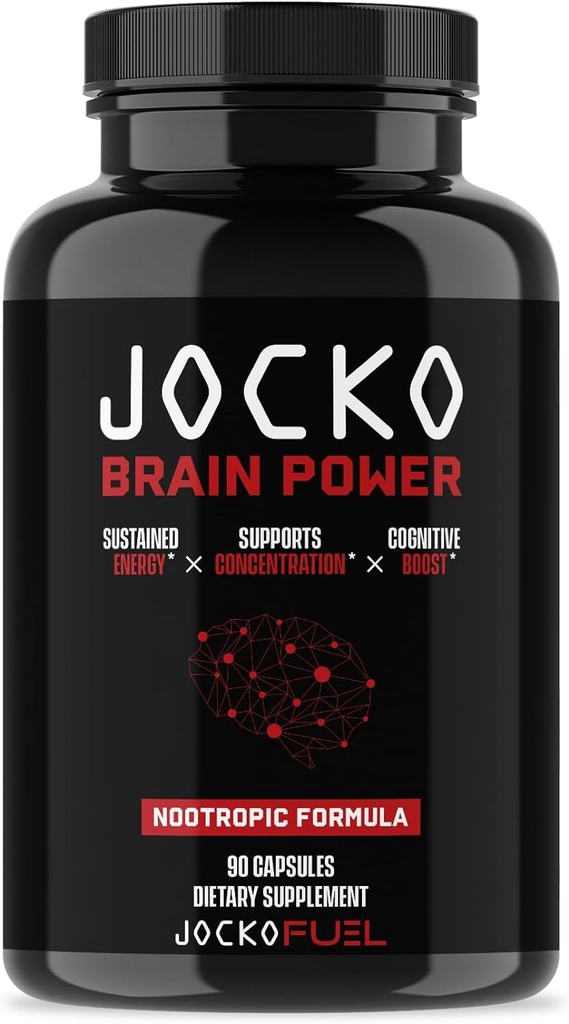 Jocko Fuel Brain Power - Nootrop Kosttilskud til Memory & Focus wiht L Theanine, L Carnitin - Energy & Focus Supplement (90 kapsler)