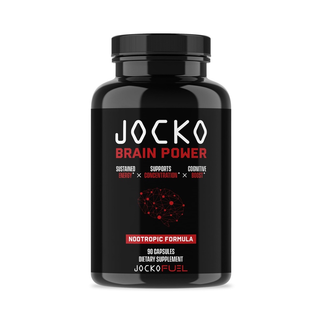 Jocko Fuel Brain Power - Nootrop Kosttilskud til Memory & Focus wiht L Theanine, L Carnitin - Energy & Focus Supplement (90 kapsler)