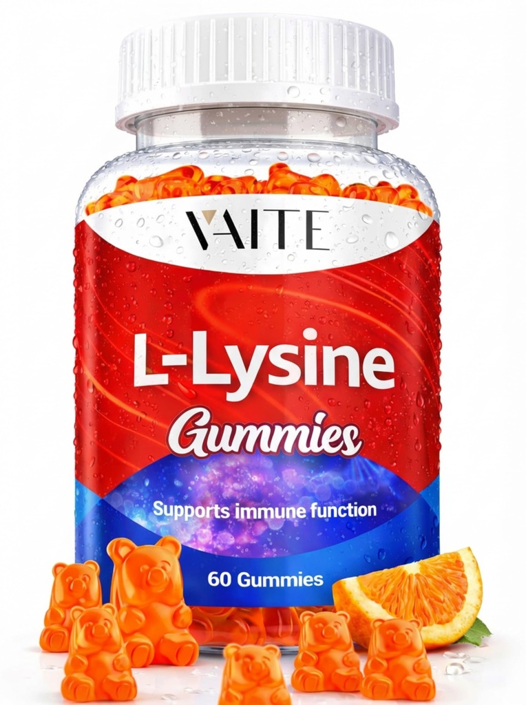 L- Lysin 1000mg Gummies - Understøtter Hud, Lip, Vegan, Gluten Free, Vitaminer for voksne Tissue Sundhed & Immunsystem, Chewables, Aminosyrevitamintilskud & Komplekse Kosttilskud, Non- GMO