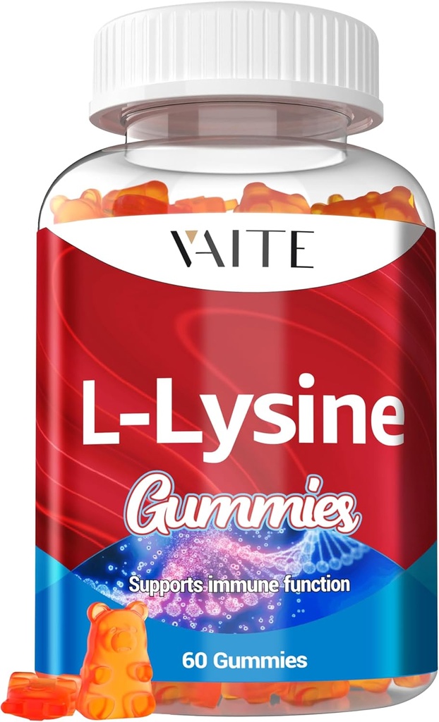 L- Lysin 1000mg Gummies - Understøtter Hud, Lip, Vegan, Gluten Free, Vitaminer for voksne Tissue Sundhed & Immunsystem, Chewables, Aminosyrevitamintilskud & Komplekse Kosttilskud, Non- GMO